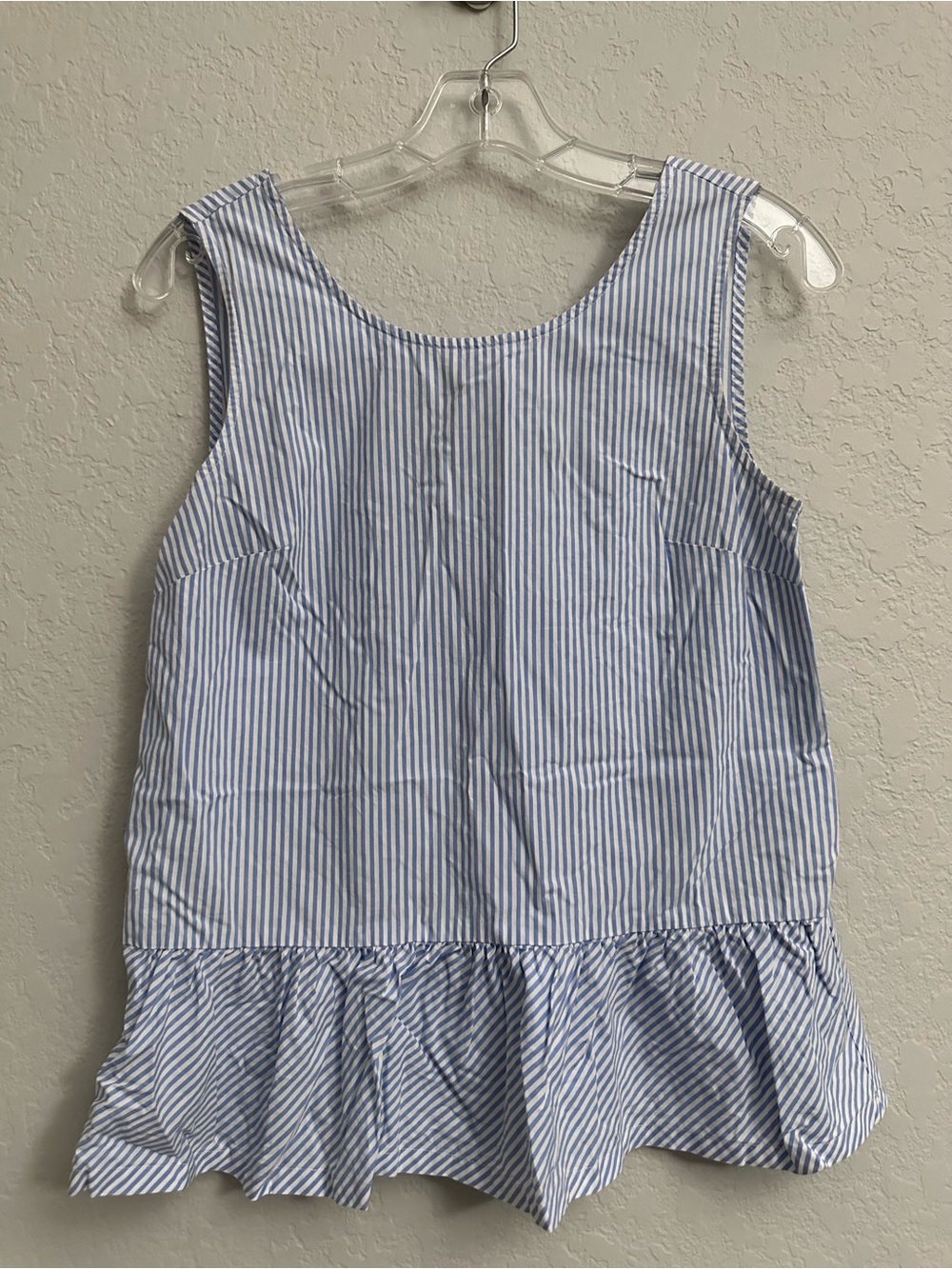 J. Crew Blue Striped Peplum Bow Back Tank Top Cotton Women’s XXS